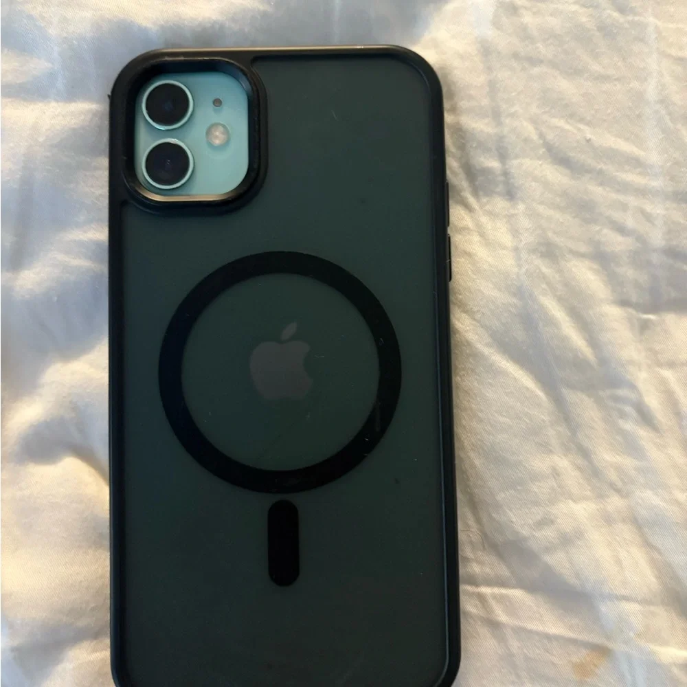 Green apple iPhone 11 with Case